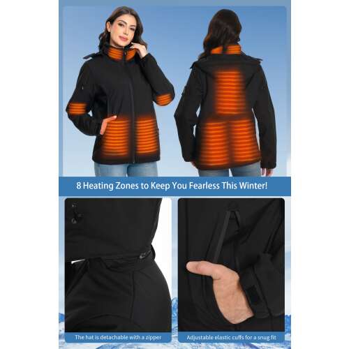 Dollcini Women's Heated Jacket – USB, Windproof Winter Coat [Powerbank sold separately]