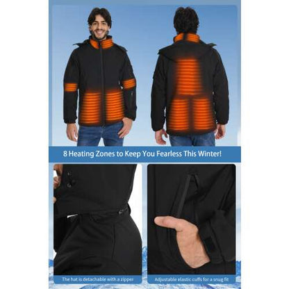 Dollcini Men's Heated Jacket – USB, Windproof Winter Coat [Powerbank sold separately]