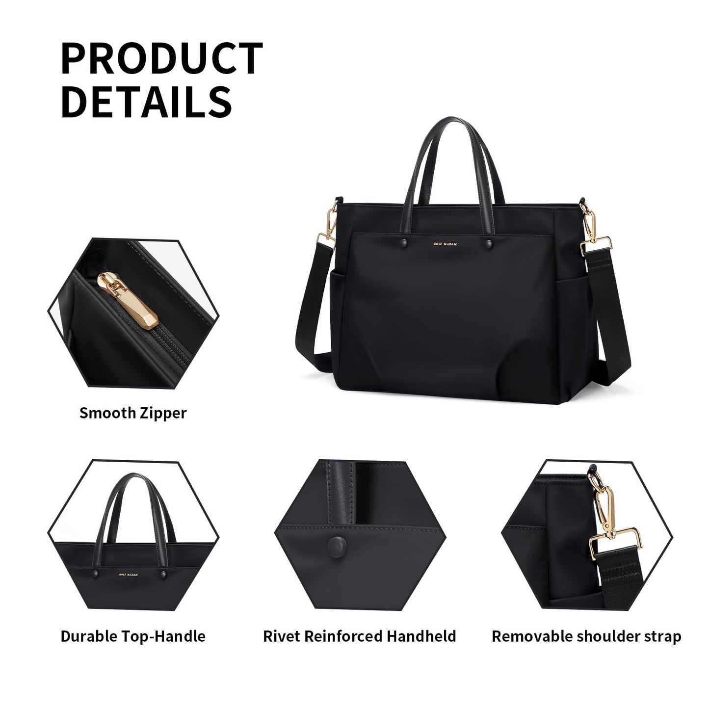 Dollcini vízlepergető női laptop táska 16 colos rekesszel – nagy kapacitású nylon válltáska