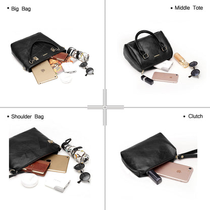 Dollcini Women's Handbag Set – 6-Piece Elegant Faux Leather Bag Set