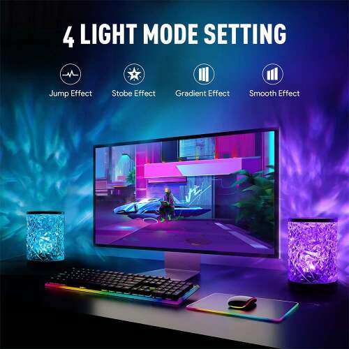 Dollcini Otthon RGB Kristály Lámpa – 16 Színű, USB-s, Távirányítós