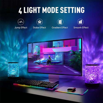 Dollcini Otthon RGB Kristály Lámpa – 16 Színű, USB-s, Távirányítós