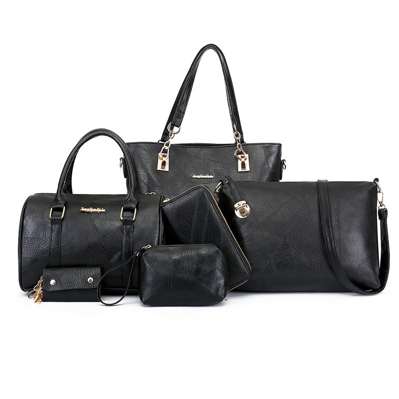 Dollcini Women's Handbag Set – 6-Piece Elegant Faux Leather Bag Set