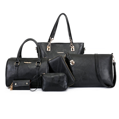 Dollcini Women's Handbag Set – 6-Piece Elegant Faux Leather Bag Set