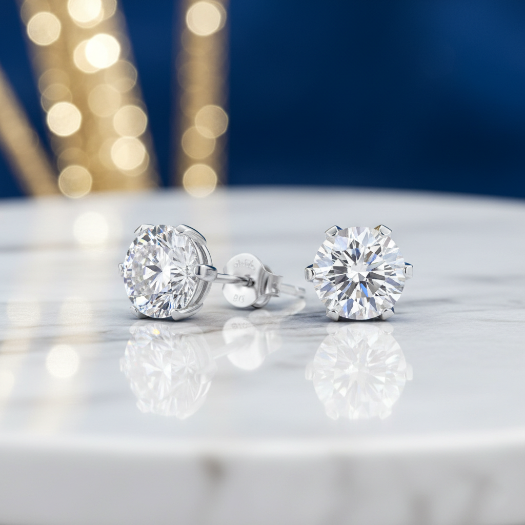 Dollcini, Prémium Moissanite Bedugós Fülbevaló – Ragyogó Kerek Csiszolás, 1 karát, S925 Ezüst Ékszer