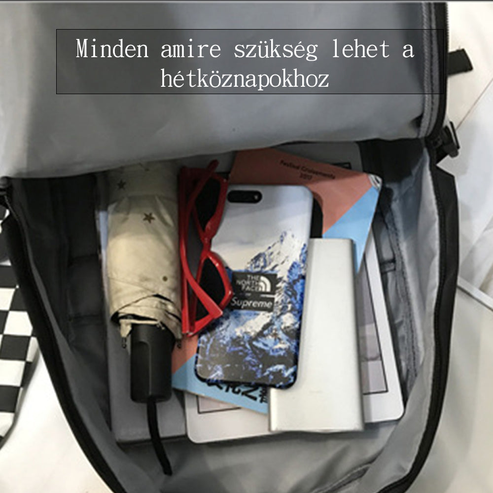 Dollcini Ergonomikus Uniszex Iskolatáska Laptop Rekesszel –  Fekete-3 kg-nál többet nem szabad vinni
