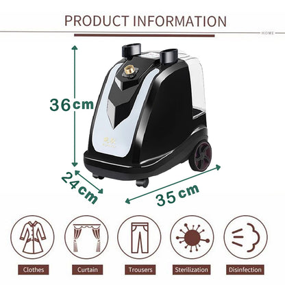 Dollcini Teljes Réz Ruhagőzölő 2200W – 35 L Tartály, 10 Lyukú Gőzfej, Fekete