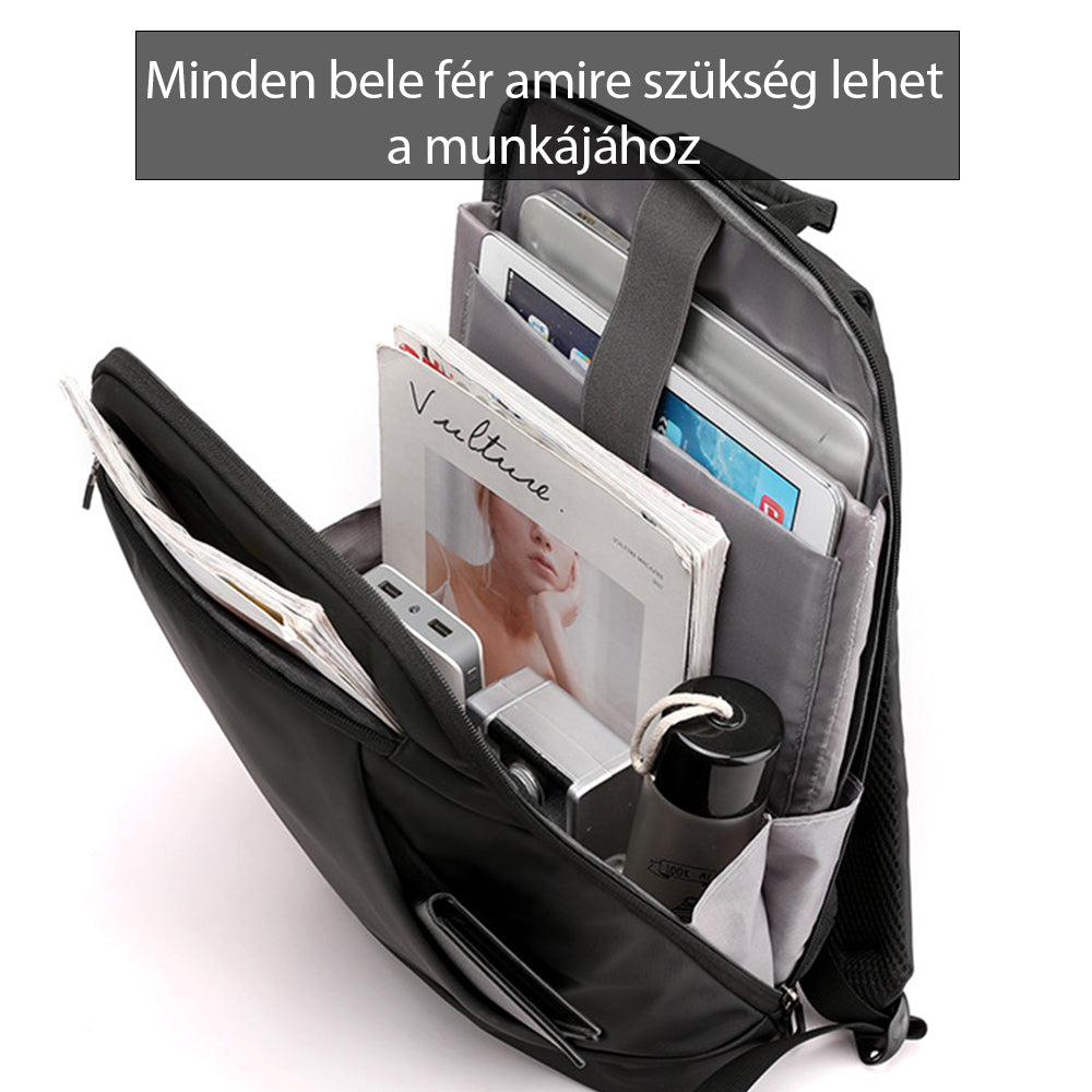 Dollcini Uniszex Laptop Hátizsák 15.6”-os Laptophoz – Vízálló, Praktikus, Fekete