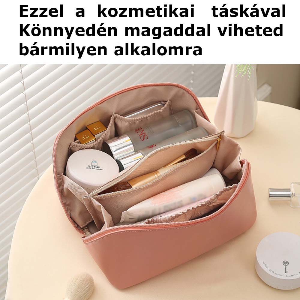 Dollcini Stílusos Kozmetikai Táska – Vízálló műbőr, Nagy Kapacitású
